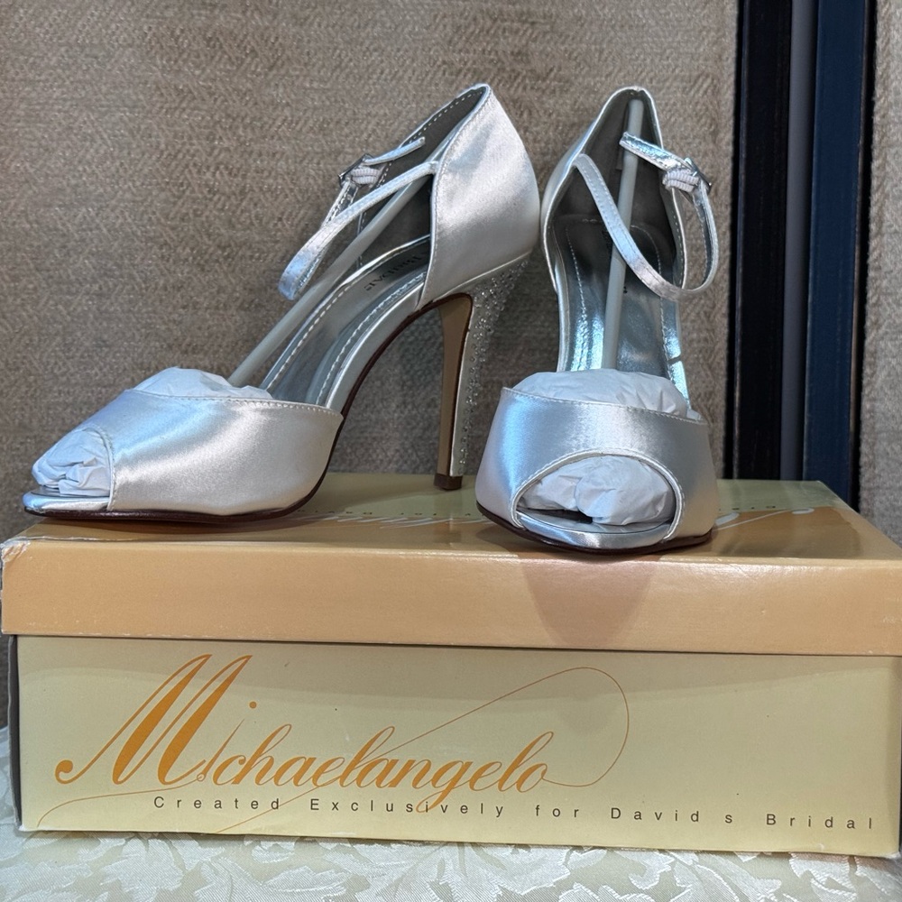 Michaelangelo Elegant Silver Satin Heels
